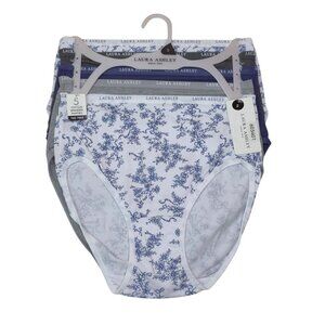 Laura Ashley Womens 5-Pack Cotton Spandex Panties Small Floral & Solid Tag Free